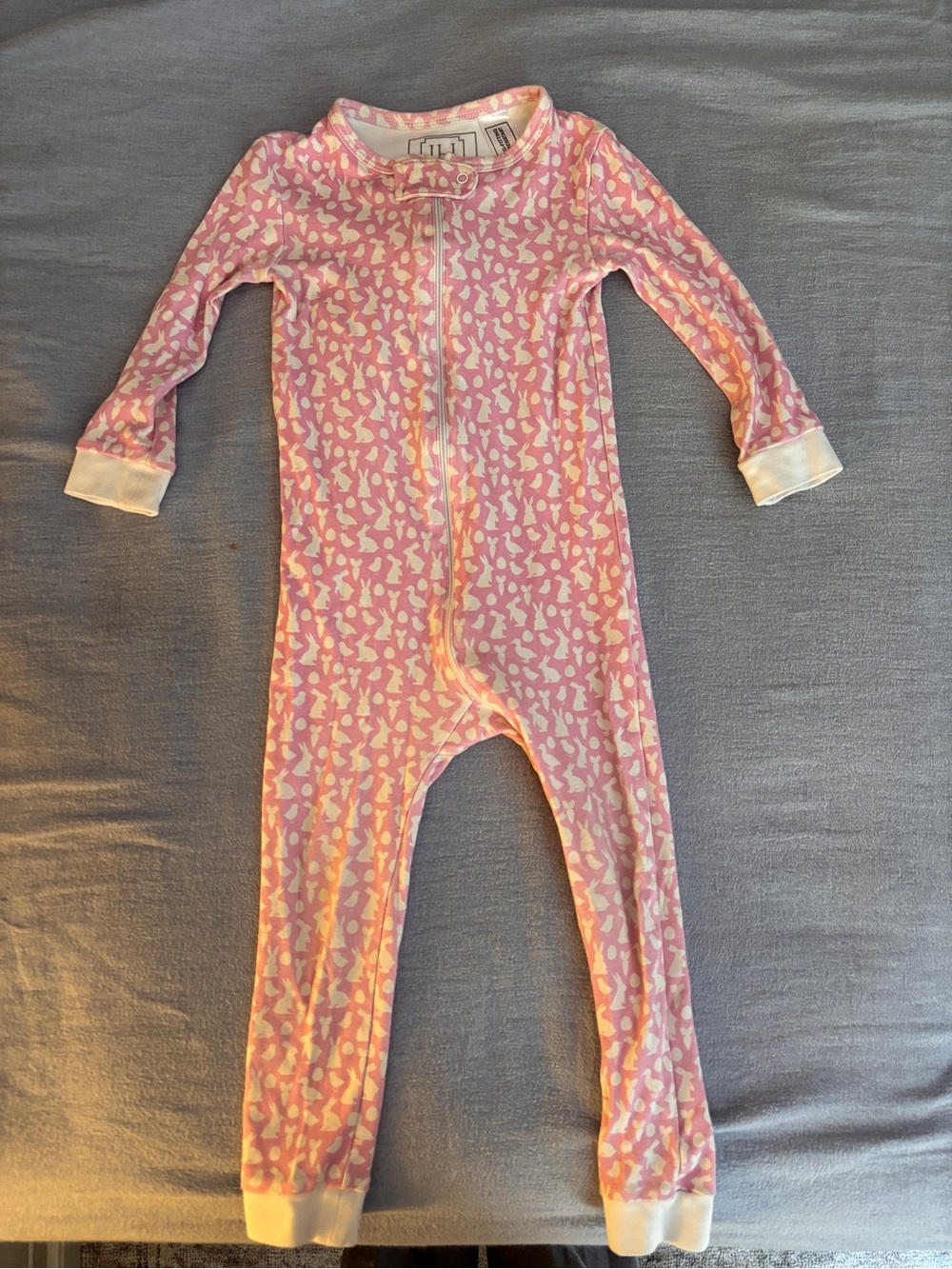 Lila and Hayes Pink Bunny One-Piece Zipper Pajamas